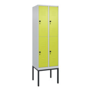 C+P Doppelstock-Spind Classic PLUS, Gestell, 2 Abteile, 2120x600x500mm, 7035/002 Verschluss Sicherheits-Drehriegel Front 1108060 RDS Viridingrün