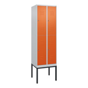 C+P Doppelstock-Spind Classic PLUS, Gestell, 2 Abteile, 2120x600x500mm, 7035/200 Verschluss Zylinderschloss Front RAL 2004 Reinorange