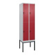 C+P Doppelstock-Spind Classic PLUS, Gestell, 2 Abteile, 2120x600x500mm, 7035/300 Verschluss Sicherheits-Drehriegel Front RAL 3003 Rubinrot-1