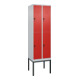 C+P Doppelstock-Spind Classic PLUS, Gestell, 2 Abteile, 2120x600x500mm, 7035/302 Verschluss Sicherheits-Drehriegel Front RAL 3020 Verkehrsrot-1