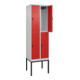 C+P Doppelstock-Spind Classic PLUS, Gestell, 2 Abteile, 2120x600x500mm, 7035/302 Verschluss Sicherheits-Drehriegel Front RAL 3020 Verkehrsrot-2