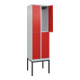 C+P Doppelstock-Spind Classic PLUS, Gestell, 2 Abteile, 2120x600x500mm, 7035/302 Verschluss Zylinderschloss Front RAL 3020 Verkehrsrot-2