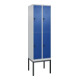C+P Doppelstock-Spind Classic PLUS, Gestell, 2 Abteile, 2120x600x500mm, 7035/501 Verschluss Sicherheits-Drehriegel Front RAL 5010 Enzianblau-1