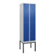 C+P Doppelstock-Spind Classic PLUS, Gestell, 2 Abteile, 2120x600x500mm, 7035/501 Verschluss Zylinderschloss Front RAL 5010 Enzianblau-1