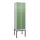C+P Doppelstock-Spind Classic PLUS, Gestell, 2 Abteile, 2120x600x500mm, 7035/601 Verschluss Zylinderschloss Front RAL 6011 Resedagrün-1