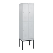 C+P Doppelstock-Spind Classic PLUS, Gestell, 2 Abteile, 2120x600x500mm, 7035/703 Verschluss Zylinderschloss Front RAL 7035 Lichtgrau