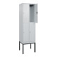 C+P Doppelstock-Spind Classic PLUS, Gestell, 2 Abteile, 2120x600x500mm, 7035/703 Verschluss Zylinderschloss Front RAL 7035 Lichtgrau-2