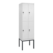 C+P Doppelstock-Spind Classic PLUS, Gestell, 2 Abteile, 2120x600x500mm, 9016/901 Verschluss Sicherheits-Drehriegel Front RAL 9016 Verkehrsweiß