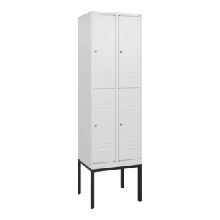 C+P Doppelstock-Spind Classic PLUS, Gestell, 2 Abteile, 2120x600x500mm, 9016/901 Verschluss Zylinderschloss Front RAL 9016 Verkehrsweiß