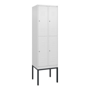 C+P Doppelstock-Spind Classic PLUS, Gestell, 2 Abteile, 2120x600x500mm, 9016/901 Verschluss Zylinderschloss Front RAL 9016 Verkehrsweiß