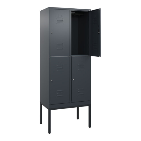 C+P Doppelstock-Spind Classic PLUS, Gestell, 2 Abteile, 2120x800x500mm, 7016/701 Verschluss Zylinderschloss Front RAL 7016 Anthrazitgrau