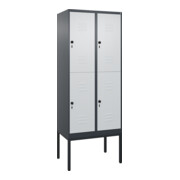 C+P Doppelstock-Spind Classic PLUS, Gestell, 2 Abteile, 2120x800x500mm, 7016/703 Verschluss Sicherheits-Drehriegel Front RAL 7035 Lichtgrau