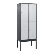 C+P Doppelstock-Spind Classic PLUS, Gestell, 2 Abteile, 2120x800x500mm, 7016/703 Verschluss Zylinderschloss Front RAL 7035 Lichtgrau
