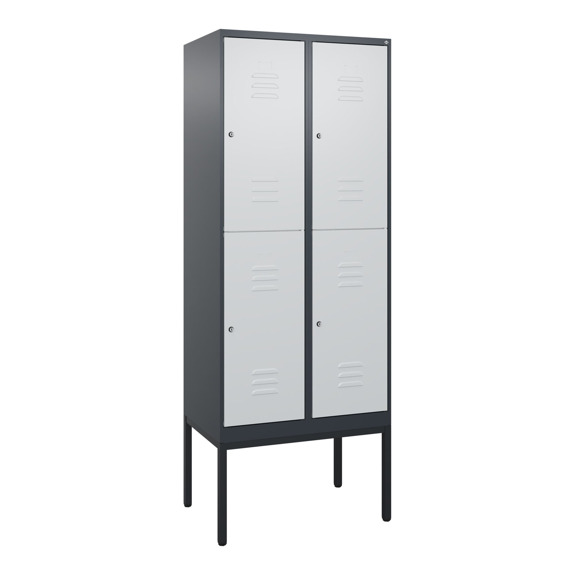 C+P Doppelstock-Spind Classic PLUS, Gestell, 2 Abteile, 2120x800x500mm, 7016/703 Verschluss Zylinderschloss Front RAL 7035 Lichtgrau ; C + P Möbelsyst