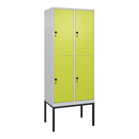 C+P Doppelstock-Spind Classic PLUS, Gestell, 2 Abteile, 2120x800x500mm, 7035/002 Verschluss Sicherheits-Drehriegel Front 1108060 RDS Viridingrün