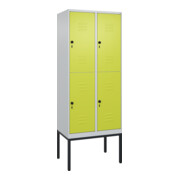 C+P Doppelstock-Spind Classic PLUS, Gestell, 2 Abteile, 2120x800x500mm, 7035/002 Verschluss Sicherheits-Drehriegel Front 1108060 RDS Viridingrün