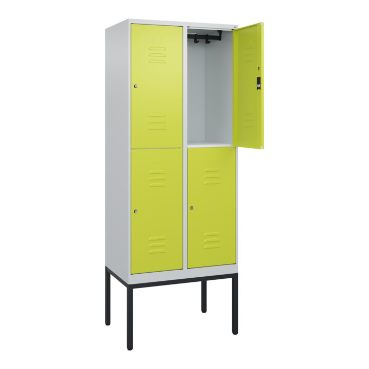 C+P Doppelstock-Spind Classic PLUS, Gestell, 2 Abteile, 2120x800x500mm, 7035/002 Verschluss Zylinderschloss Front 1108060 RDS Viridingrün