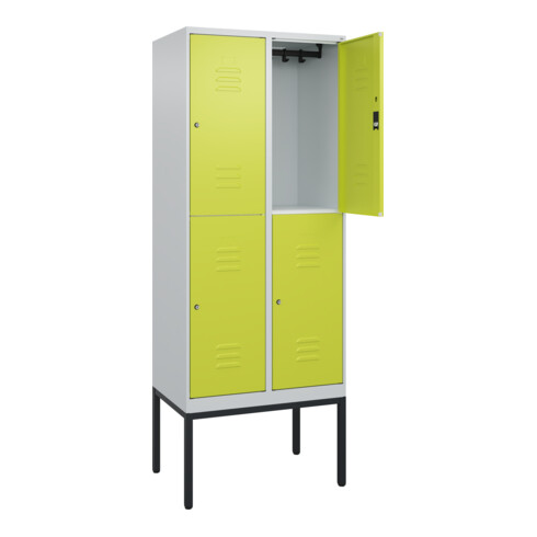 C+P Doppelstock-Spind Classic PLUS, Gestell, 2 Abteile, 2120x800x500mm, 7035/002 Verschluss Zylinderschloss Front 1108060 RDS Viridingrün