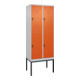 C+P Doppelstock-Spind Classic PLUS, Gestell, 2 Abteile, 2120x800x500mm, 7035/200 Verschluss Sicherheits-Drehriegel Front RAL 2004 Reinorange-1