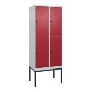 C+P Doppelstock-Spind Classic PLUS, Gestell, 2 Abteile, 2120x800x500mm, 7035/300 Verschluss Sicherheits-Drehriegel Front RAL 3003 Rubinrot