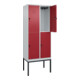 C+P Doppelstock-Spind Classic PLUS, Gestell, 2 Abteile, 2120x800x500mm, 7035/300 Verschluss Sicherheits-Drehriegel Front RAL 3003 Rubinrot-2