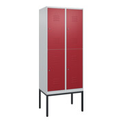 C+P Doppelstock-Spind Classic PLUS, Gestell, 2 Abteile, 2120x800x500mm, 7035/300 Verschluss Zylinderschloss Front RAL 3003 Rubinrot