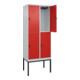 C+P Doppelstock-Spind Classic PLUS, Gestell, 2 Abteile, 2120x800x500mm, 7035/302 Verschluss Sicherheits-Drehriegel Front RAL 3020 Verkehrsrot-2