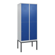 C+P Doppelstock-Spind Classic PLUS, Gestell, 2 Abteile, 2120x800x500mm, 7035/501 Verschluss Zylinderschloss Front RAL 5010 Enzianblau