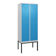C+P Doppelstock-Spind Classic PLUS, Gestell, 2 Abteile, 2120x800x500mm, 7035/501 Verschluss Zylinderschloss Front RAL 5012 Lichtblau