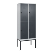C+P Doppelstock-Spind Classic PLUS, Gestell, 2 Abteile, 2120x800x500mm, 7035/701 Verschluss Sicherheits-Drehriegel Front RAL 7016 Anthrazitgrau