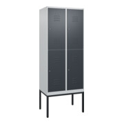 C+P Doppelstock-Spind Classic PLUS, Gestell, 2 Abteile, 2120x800x500mm, 7035/701 Verschluss Zylinderschloss Front RAL 7016 Anthrazitgrau