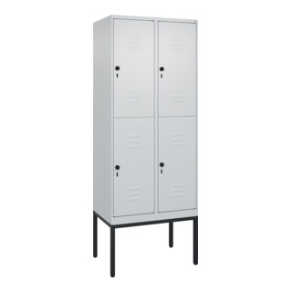 C+P Doppelstock-Spind Classic PLUS, Gestell, 2 Abteile, 2120x800x500mm, 7035/703 Verschluss Sicherheits-Drehriegel Front RAL 7035 Lichtgrau