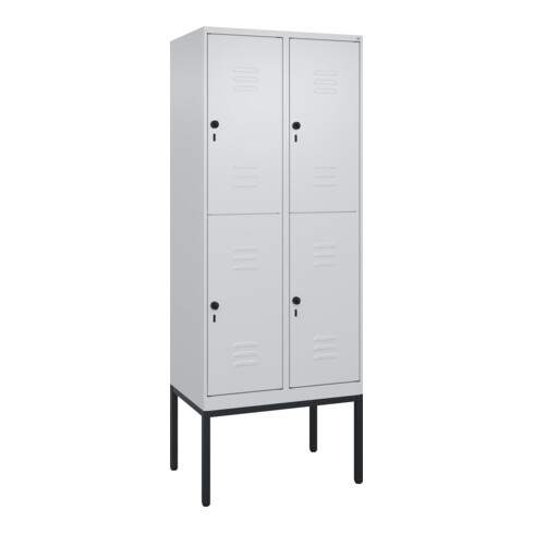 C+P Doppelstock-Spind Classic PLUS, Gestell, 2 Abteile, 2120x800x500mm, 7035/703 Verschluss Sicherheits-Drehriegel Front RAL 7035 Lichtgrau