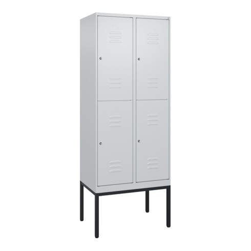 C+P Doppelstock-Spind Classic PLUS, Gestell, 2 Abteile, 2120x800x500mm, 7035/703 Verschluss Zylinderschloss Front RAL 7035 Lichtgrau
