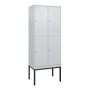 C+P Doppelstock-Spind Classic PLUS, Gestell, 2 Abteile, 2120x800x500mm, 7035/703 Verschluss Zylinderschloss Front RAL 7035 Lichtgrau