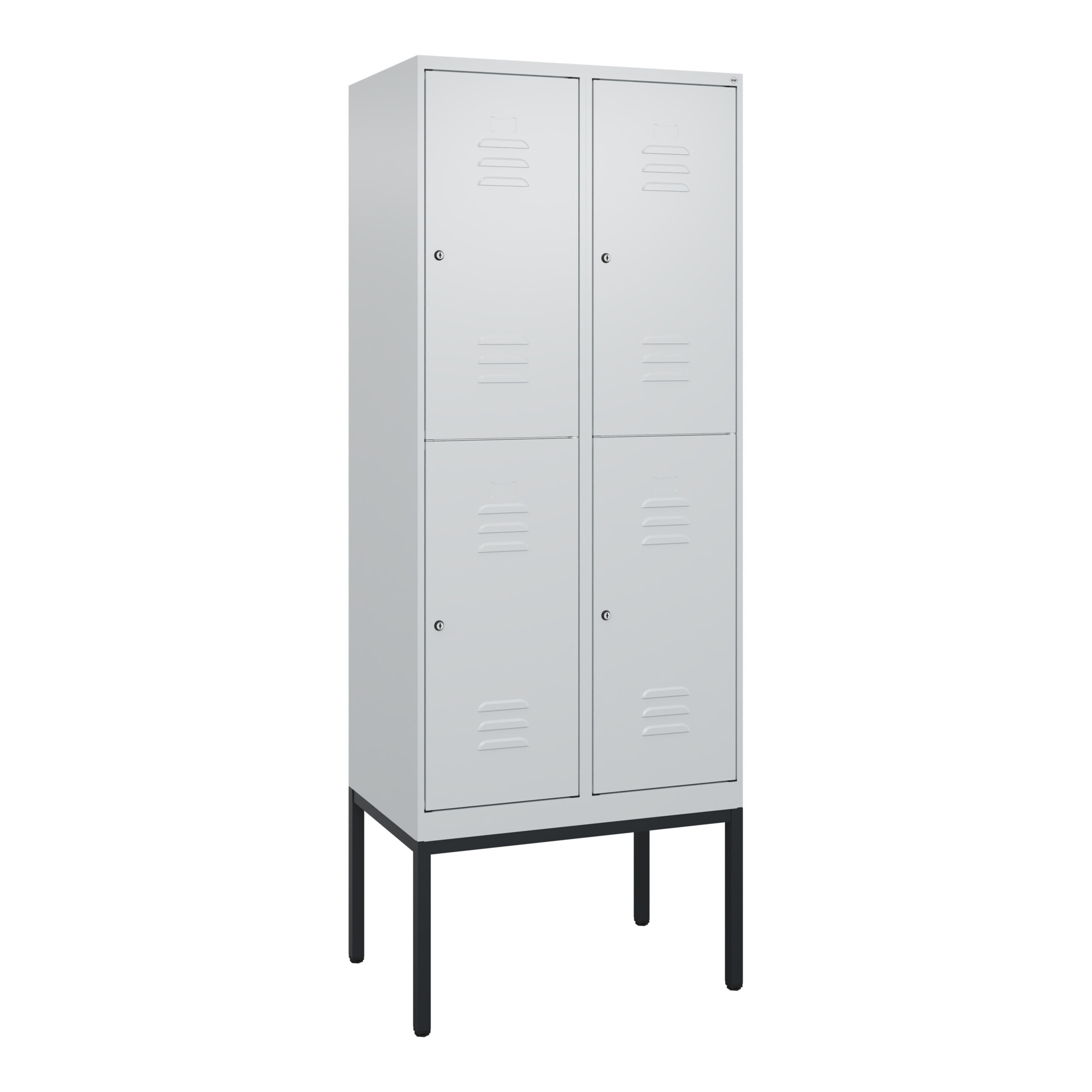 C+P Doppelstock-Spind Classic PLUS, Gestell, 2 Abteile, 2120x800x500mm, 7035/703 Verschluss Zylinderschloss Front RAL 7035 Lichtgrau ; C + P Möbelsyst