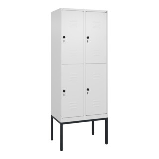 C+P Doppelstock-Spind Classic PLUS, Gestell, 2 Abteile, 2120x800x500mm, 9016/901 Verschluss Sicherheits-Drehriegel Front RAL 9016 Verkehrsweiß