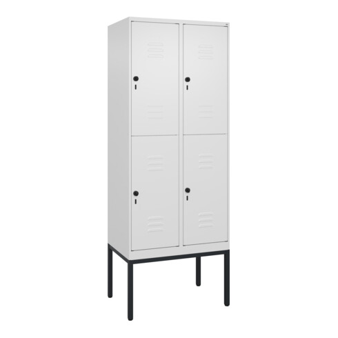 C+P Doppelstock-Spind Classic PLUS, Gestell, 2 Abteile, 2120x800x500mm, 9016/901 Verschluss Sicherheits-Drehriegel Front RAL 9016 Verkehrsweiß