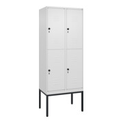 C+P Doppelstock-Spind Classic PLUS, Gestell, 2 Abteile, 2120x800x500mm, 9016/901 Verschluss Sicherheits-Drehriegel Front RAL 9016 Verkehrsweiß