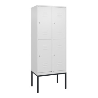 C+P Doppelstock-Spind Classic PLUS, Gestell, 2 Abteile, 2120x800x500mm, 9016/901 Verschluss Zylinderschloss Front RAL 9016 Verkehrsweiß