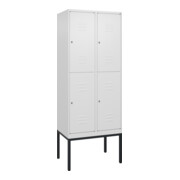 C+P Doppelstock-Spind Classic PLUS, Gestell, 2 Abteile, 2120x800x500mm, 9016/901 Verschluss Zylinderschloss Front RAL 9016 Verkehrsweiß