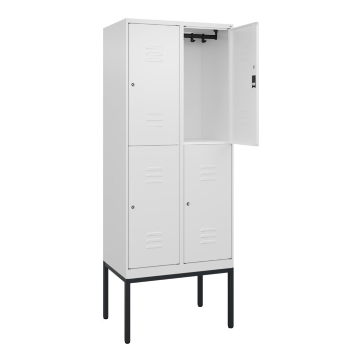 C+P Doppelstock-Spind Classic PLUS, Gestell, 2 Abteile, 2120x800x500mm, 9016/901 Verschluss Zylinderschloss Front RAL 9016 Verkehrsweiß
