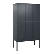 C+P Doppelstock-Spind Classic PLUS, Gestell, 3 Abteile, 2120x1200x500mm, 7016/70 Verschluss Zylinderschloss Front RAL 7016 Anthrazitgrau