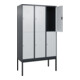 C+P Doppelstock-Spind Classic PLUS, Gestell, 3 Abteile, 2120x1200x500mm, 7016/70 Verschluss Zylinderschloss Front RAL 7035 Lichtgrau-2