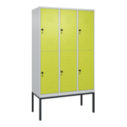 C+P Doppelstock-Spind Classic PLUS, Gestell, 3 Abteile, 2120x1200x500mm, 7035/00 Verschluss Sicherheits-Drehriegel Front 1108060 RDS Viridingrün