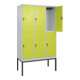 C+P Doppelstock-Spind Classic PLUS, Gestell, 3 Abteile, 2120x1200x500mm, 7035/00 Verschluss Sicherheits-Drehriegel Front 1108060 RDS Viridingrün