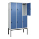 C+P Doppelstock-Spind Classic PLUS, Gestell, 3 Abteile, 2120x1200x500mm, 7035/50 Verschluss Sicherheits-Drehriegel Front RAL 5023 Fernblau-2