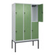 C+P Doppelstock-Spind Classic PLUS, Gestell, 3 Abteile, 2120x1200x500mm, 7035/60 Verschluss Sicherheits-Drehriegel Front RAL 6011 Resedagrün-2