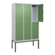 C+P Doppelstock-Spind Classic PLUS, Gestell, 3 Abteile, 2120x1200x500mm, 7035/60 Verschluss Zylinderschloss Front RAL 6011 Resedagrün-2