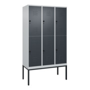 C+P Doppelstock-Spind Classic PLUS, Gestell, 3 Abteile, 2120x1200x500mm, 7035/70 Verschluss Sicherheits-Drehriegel Front RAL 7016 Anthrazitgrau